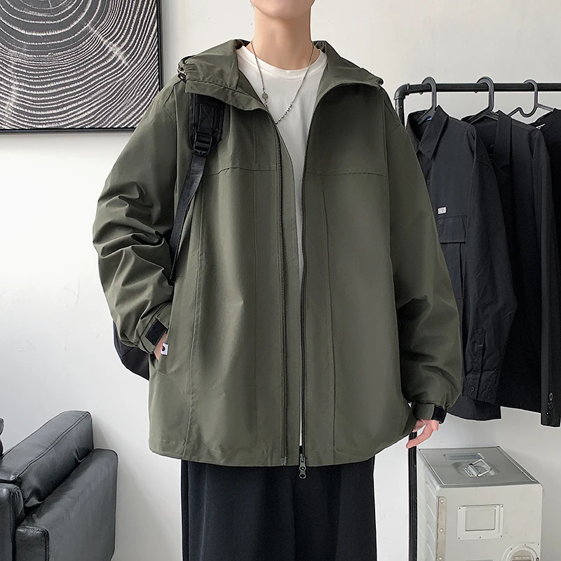 

Spring New Loose Hooded Jumpsuit Men's Spring and Autumn American Style Work Jacket Fashion Brand Windproof Men's Coat