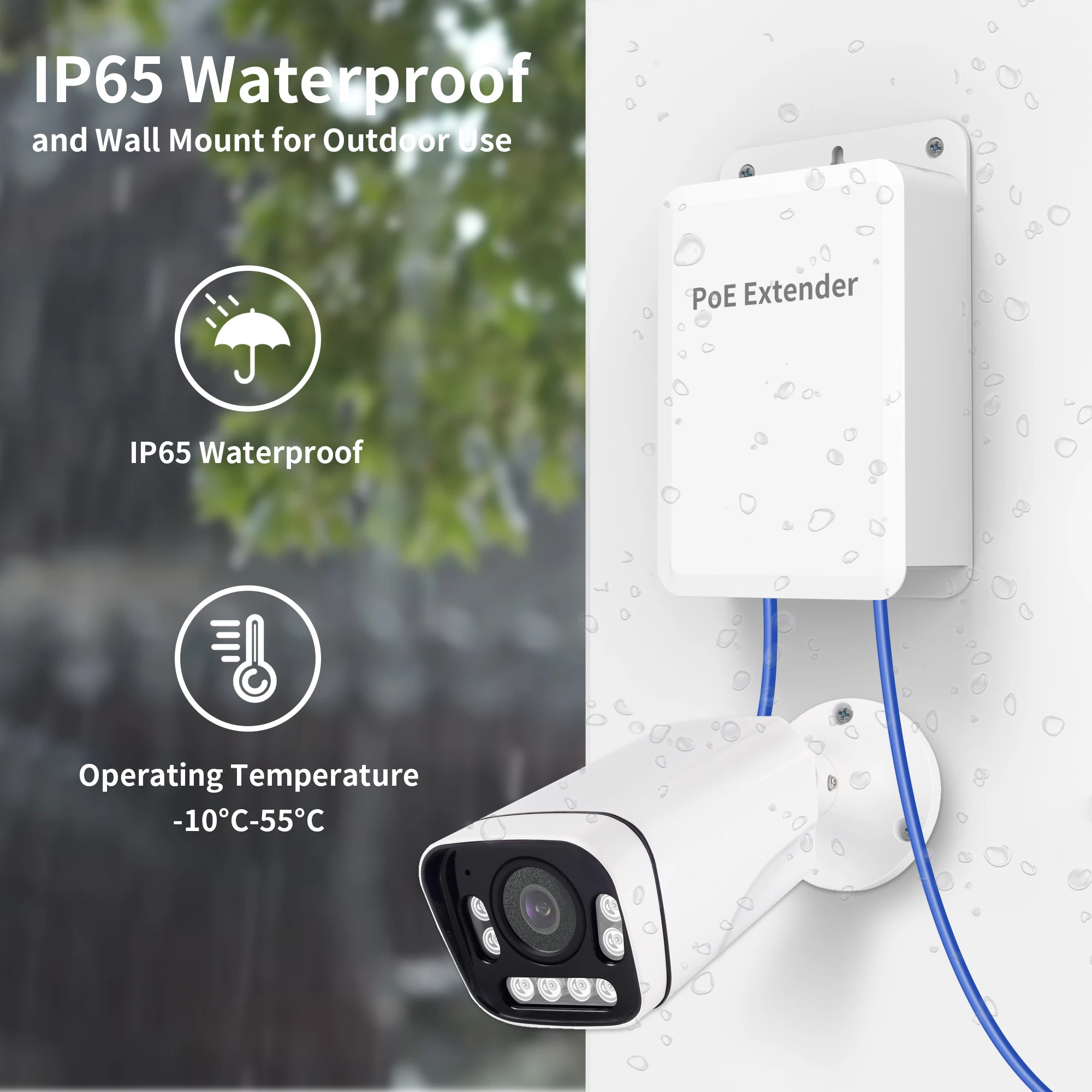 Extensor Gigabit PoE ++ de 5 puertos para exteriores, repetidor PoE 1 en 4 salidas con 1000Mbps, Compatible con IEEE802.3af/at/bt, resistente al agua IP65