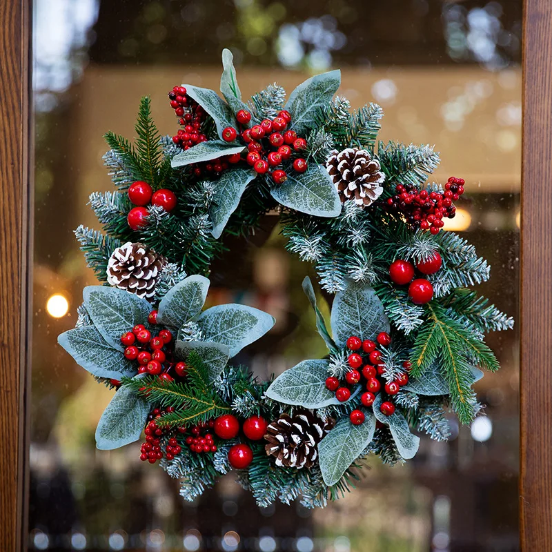 منتج جديد محاكاة عيد الميلاد الروطان زهرة مشهد حفلة الديكور الروطان الفاكهة الحمراء الأمريكية