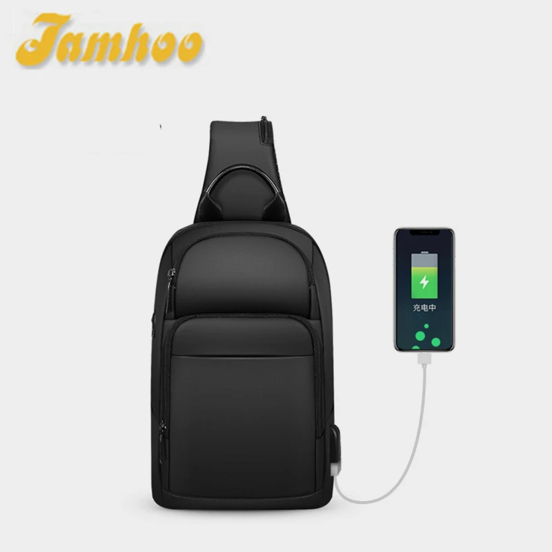 Jamhoo Men Multi-Function Chest Bag 2024 New Fashion Shoulder Bag USB Charging Waterproof Backpack Crossbody Bag Mochilas