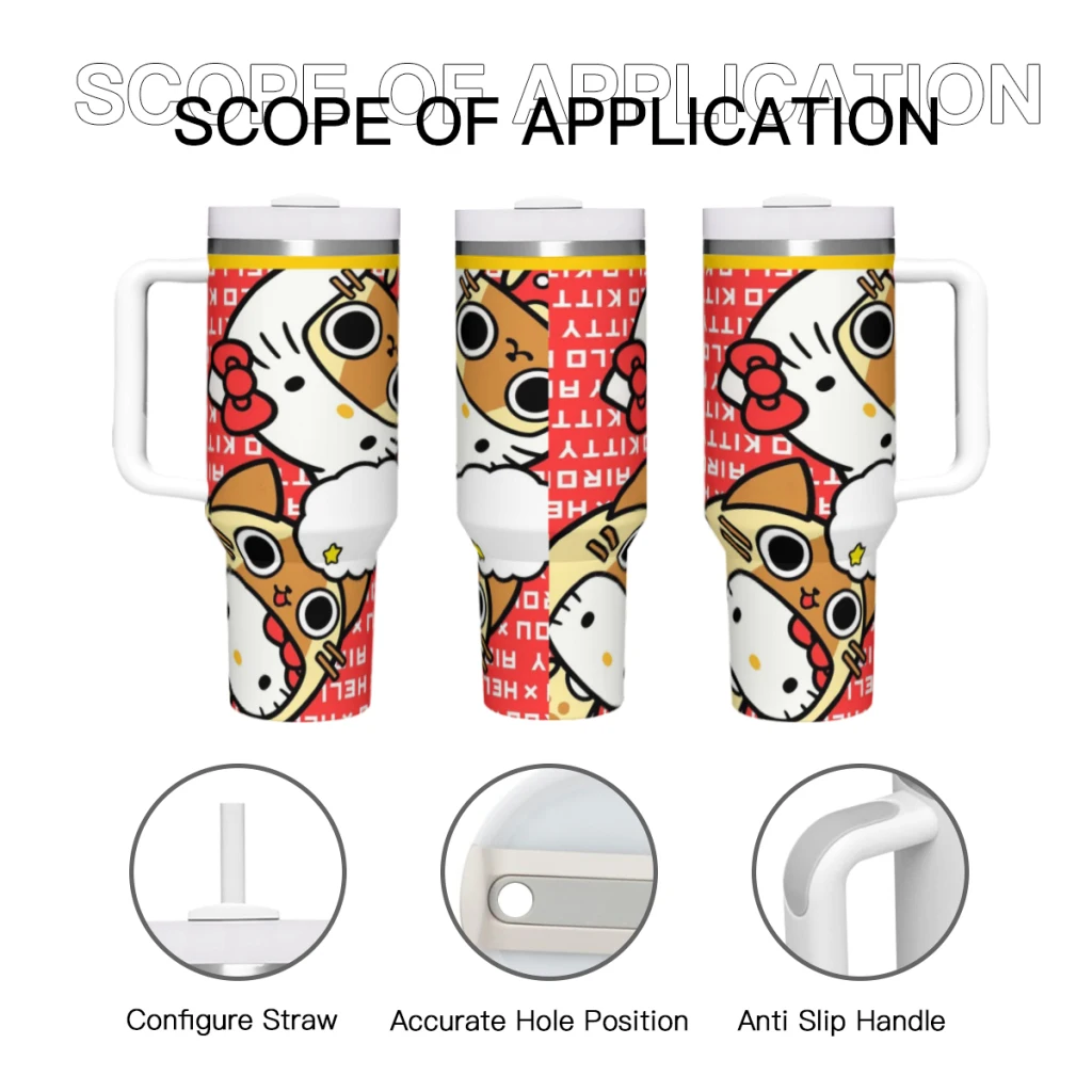 Cute Anime Sanrio Hello Kitty Kawaii 40 Oz Ultimate Tumbler with Handle and Straw Vacuum Insulated Tumbler