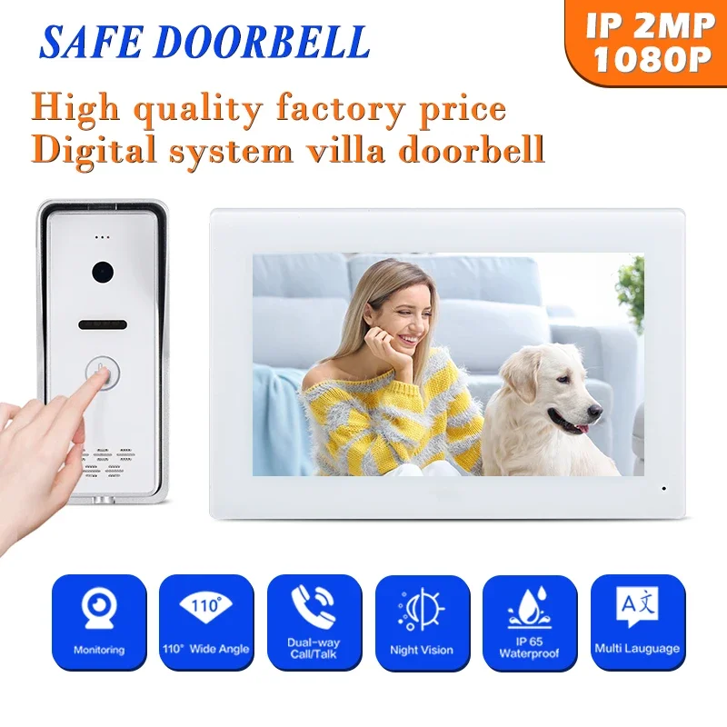 

High-end1080 piexl 7 Inch Video Intercom System IP Door Entry System Doorbell With 2MP Camera Villa Or Apartment Kit