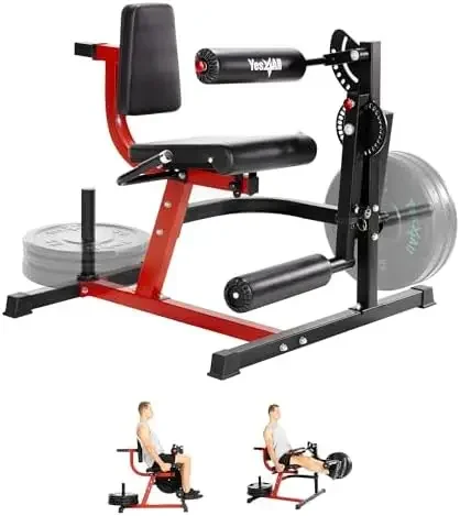 

Leg Extension and Curl Machine, Adjustable Leg Machine with Plate Loaded, Leg Extension and Curl Bench for Home Gym