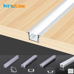 Barre Lumineuse LED en Profilé d'Aluminium Encastrée de Style V/U/YW, Support de Canal, Couvercle Laiteux, pour Armoire, Placard, Bande Lumineuse Linéaire, 0.5m/1m