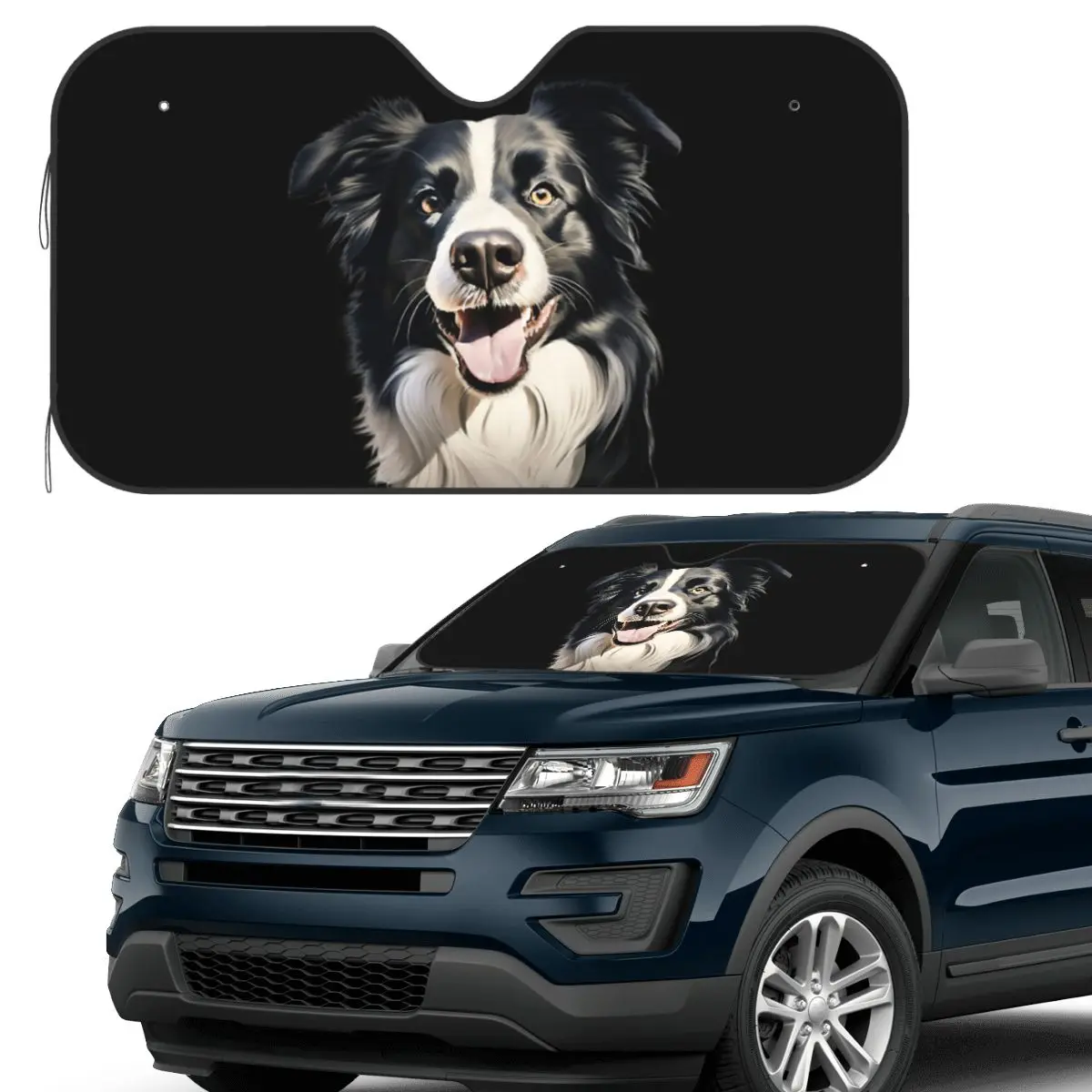 

Border Collie Sunshade Windscreen Car Front Windshield Window Sun Visor Accessories Covers