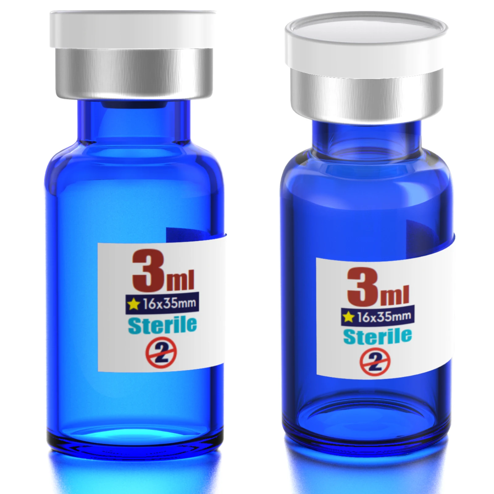 Ks-Tek Sterile Empty Vials with Self Healing Injection Port,with Flip Off Aluminum Cap, Individually Packaged