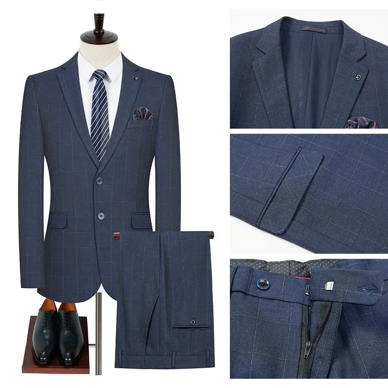 (159) Customized High-end Suits for Men Korean Style Slim Fit Business Casual Suits