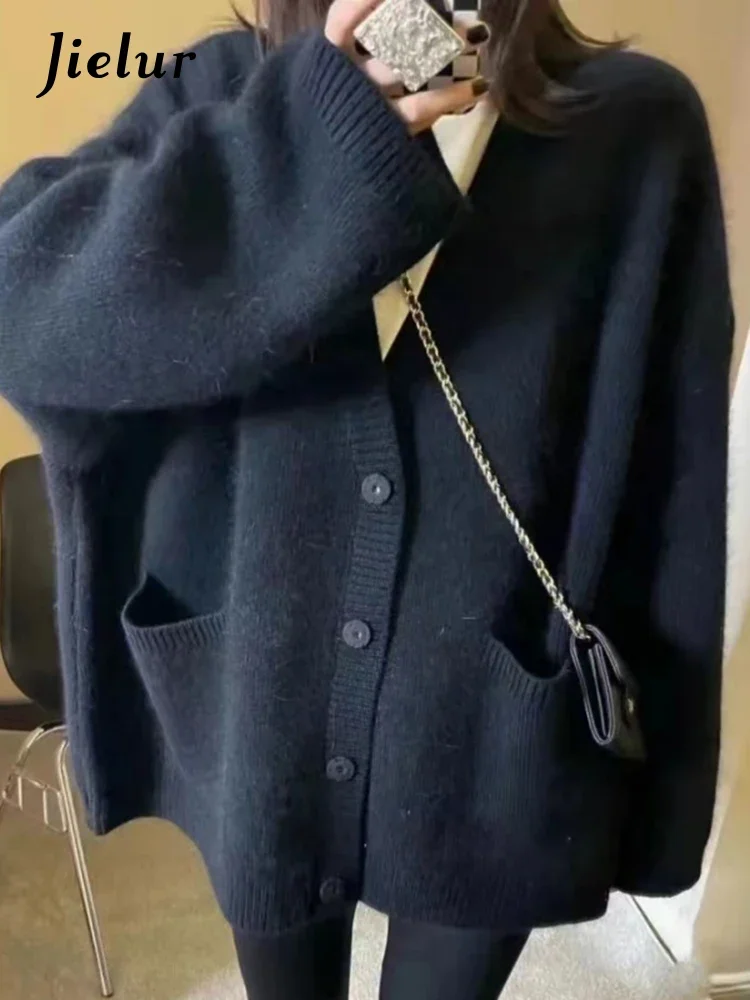 Orange Süße Klassische Oansatz Mode Einreiher Frauen Strickjacke Herbst Koreanische Chic Stricken Einfarbig Lose Weibliche Strickjacke
