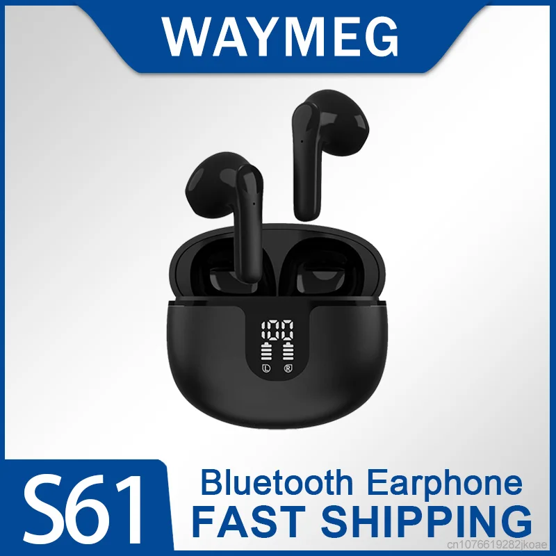 New S61 Semi in Ear Earphones Wireless Bluetooth 5.3 Game Music Headphones Sport Outdoor Music Headsets 320mAh Charging Case
