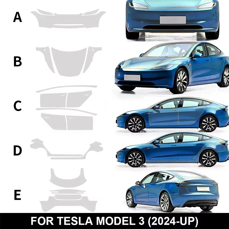 

TPU Invisible Car Bumper for Tesla Model 3 Highland 2024-Up Paint Protection Film Clear Bra PPF Decal Kit Car Accessories
