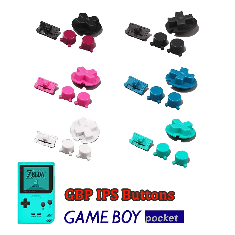 New IPS Buttons for GBP Backlight IPS Pre Cut Shell Kits Original Size Buttons Replacement for Gameboy Pocket A B D-pad Buttons