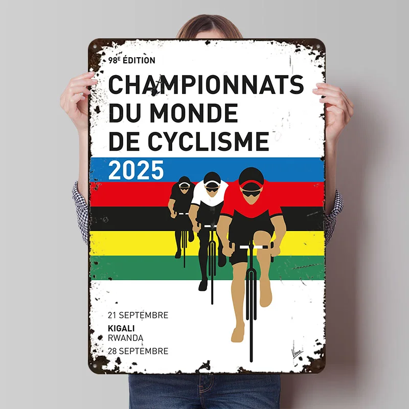 2025 Cycling World Championships Poster Customized Vintage Metal Signs Wall Art Retro Tin Plaque for Gaming Room Decoration Cozy