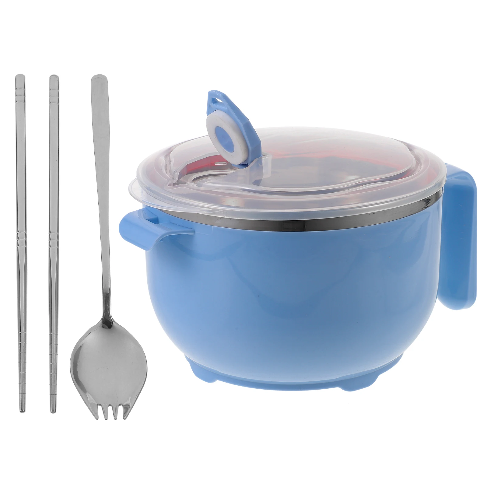 

Stainless Steel Instant Noodle Bowl Round Rice Bowls Korean Soup with Handles Lunch Microwave Safe Ramen Lid