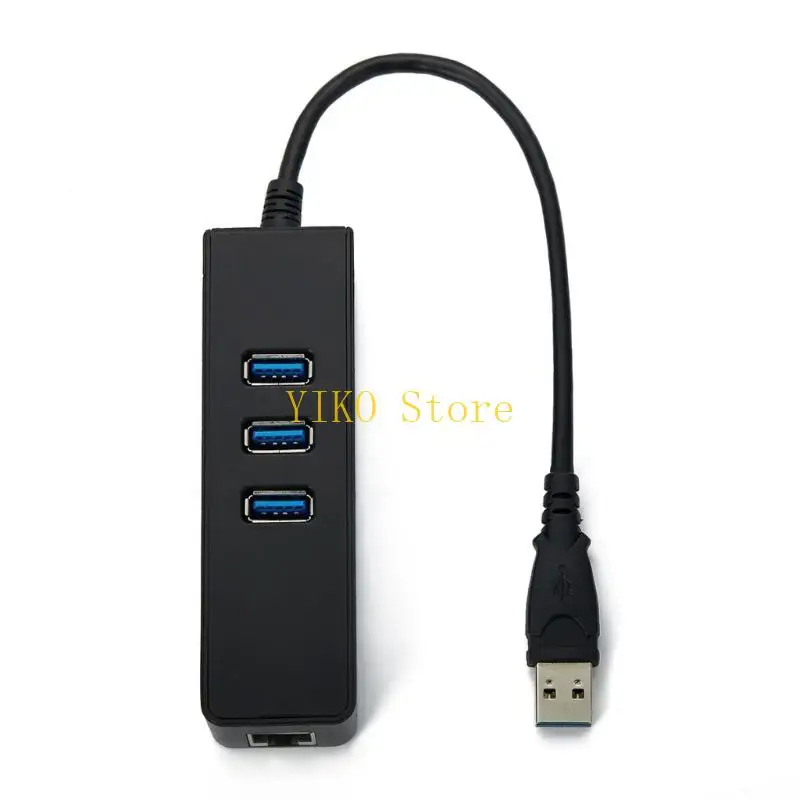 K32C RJ45 USB-A Adapter with Three USB-A Outlets for Laptop Ethernet Access, Desk Computers, and Office Routine Support
