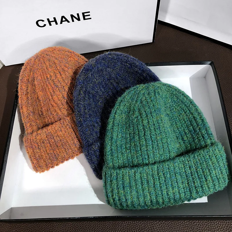 Warm Mohair Winter Hat Unisex Beanies Knitted Hat Women Autumn Female Wool Beanies Caps Bonnet Men Casual Thick Outdoor Gift