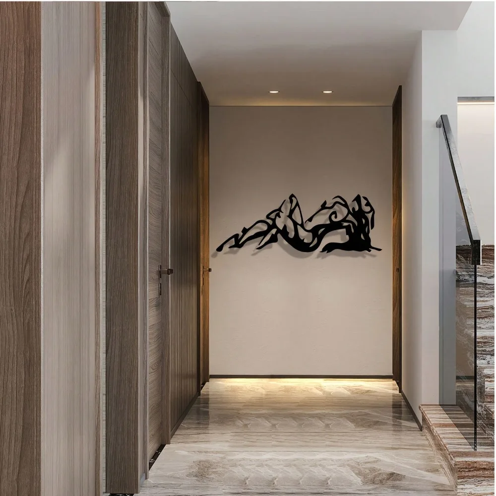 Retro Metal Wall Art Sculpture - Black White Abstract Iron Decor for Indoor Outdoor Garden, Powder Coated Weather-Resistant