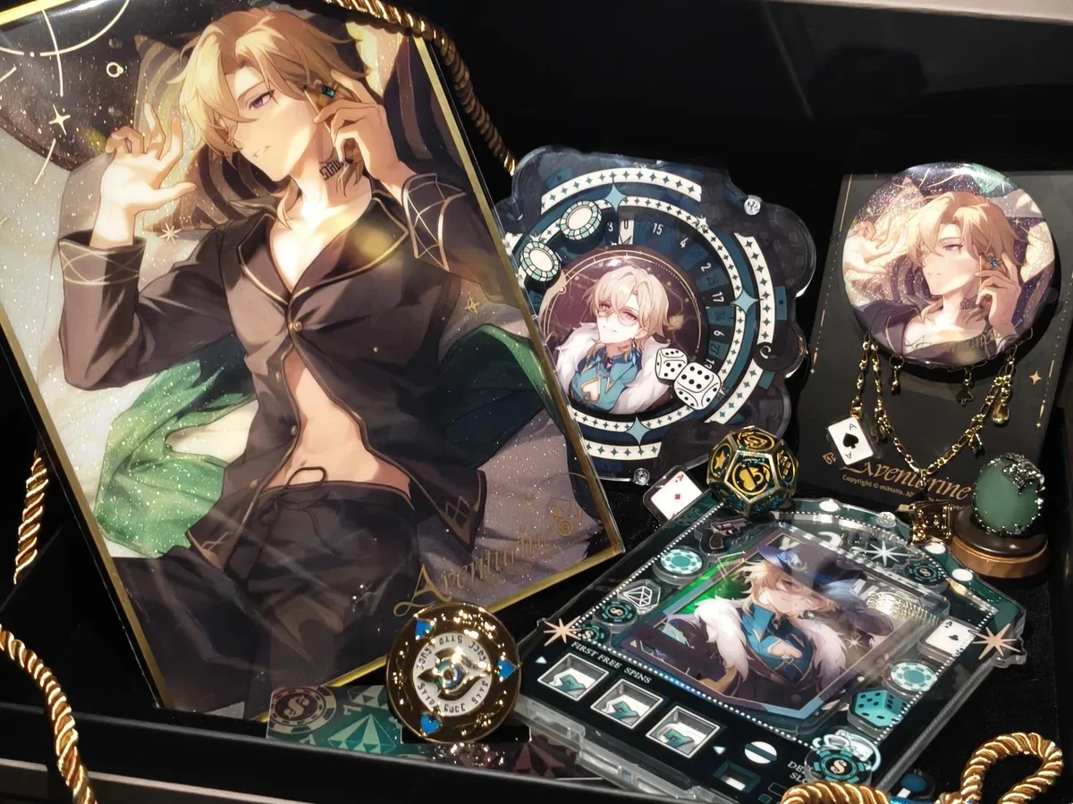 Official Honkai Star Rail Aventurine Gift Set Box Badge Chip Dice Foundation Stone Shikishi Anime Figure Game Accessories Toy K