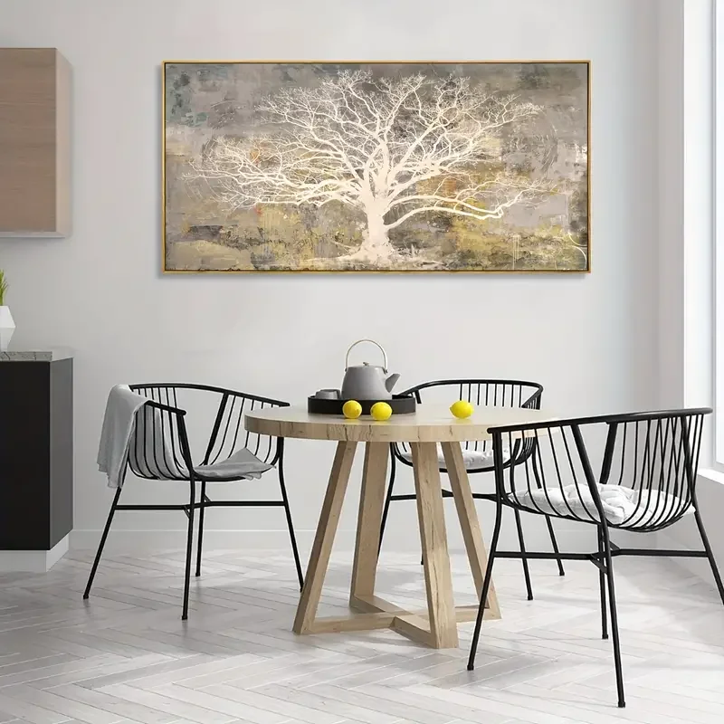 Stylish Modern Abstract Tree Canvas Wall Art - High-Definition Painting Print, Framed Artwork for Vibrant Living Room Decor