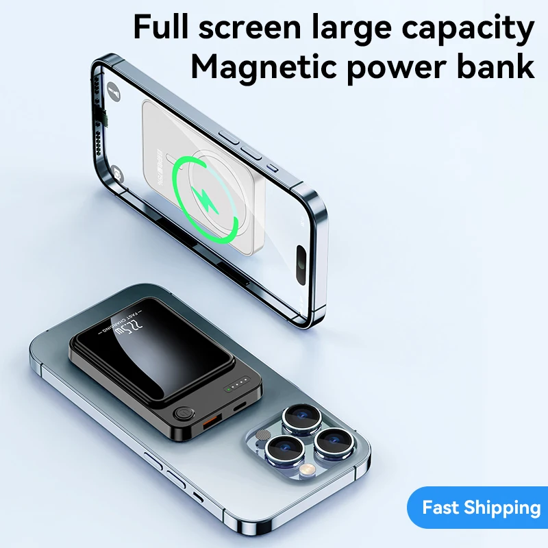 Lenovo 50000mAh Magnetic Wireless Power Bank 22.5W PD Fast Charging Portable Powerbank For iPhone Samsung Huawei for Macsafe