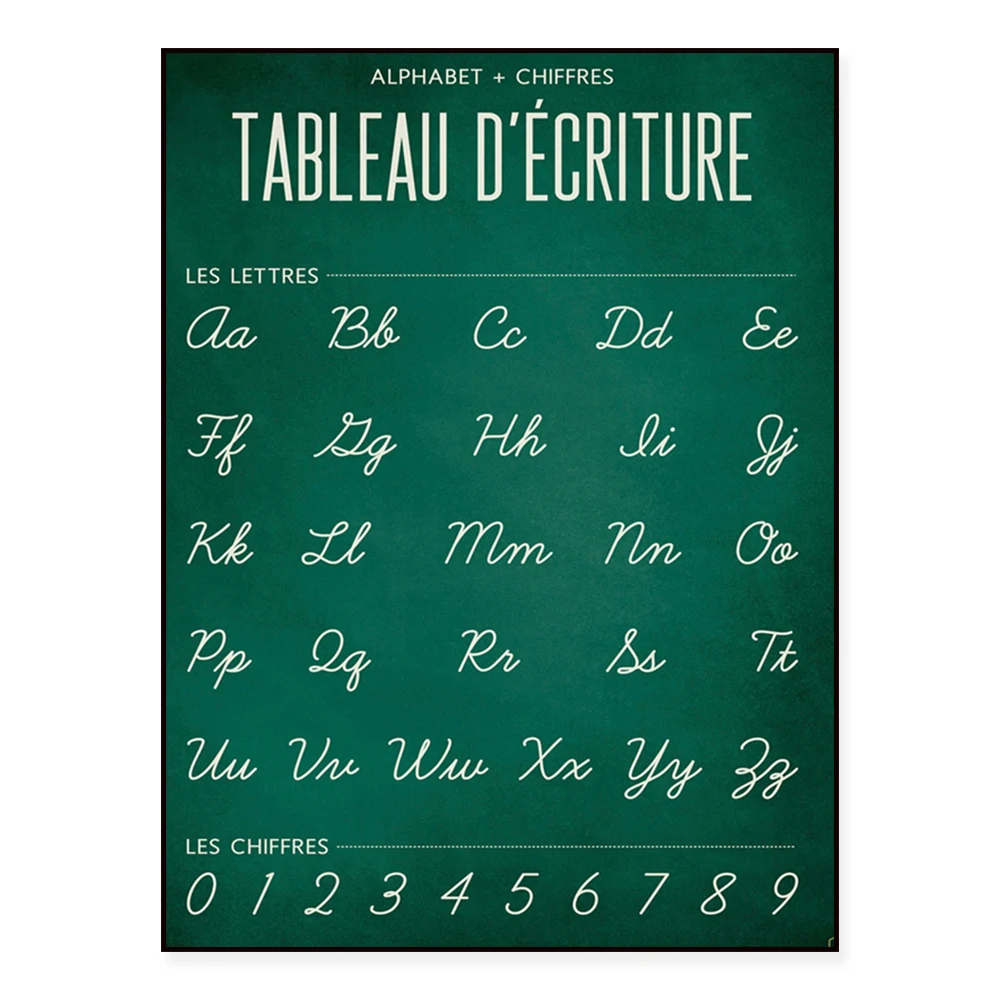 FRENCH - Cursive Writing Chart Classroom Poster or Homeschool Decor