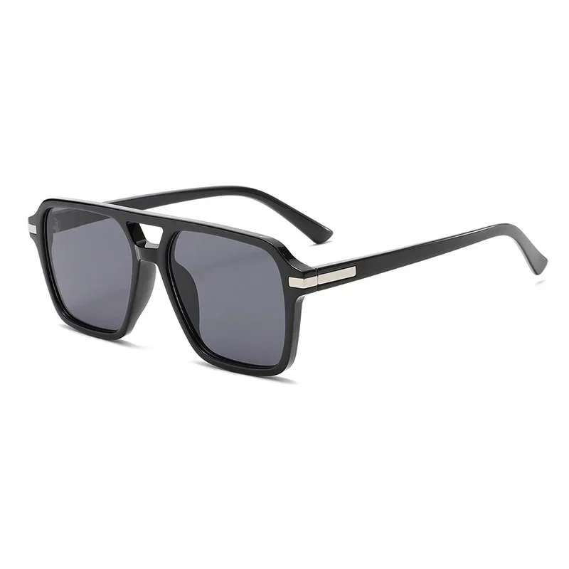 Fashion Pilot Sunglasses for Men Women, Retro Stylish Double Bridge Sun Glasses, Vintage Personalized Square Shades