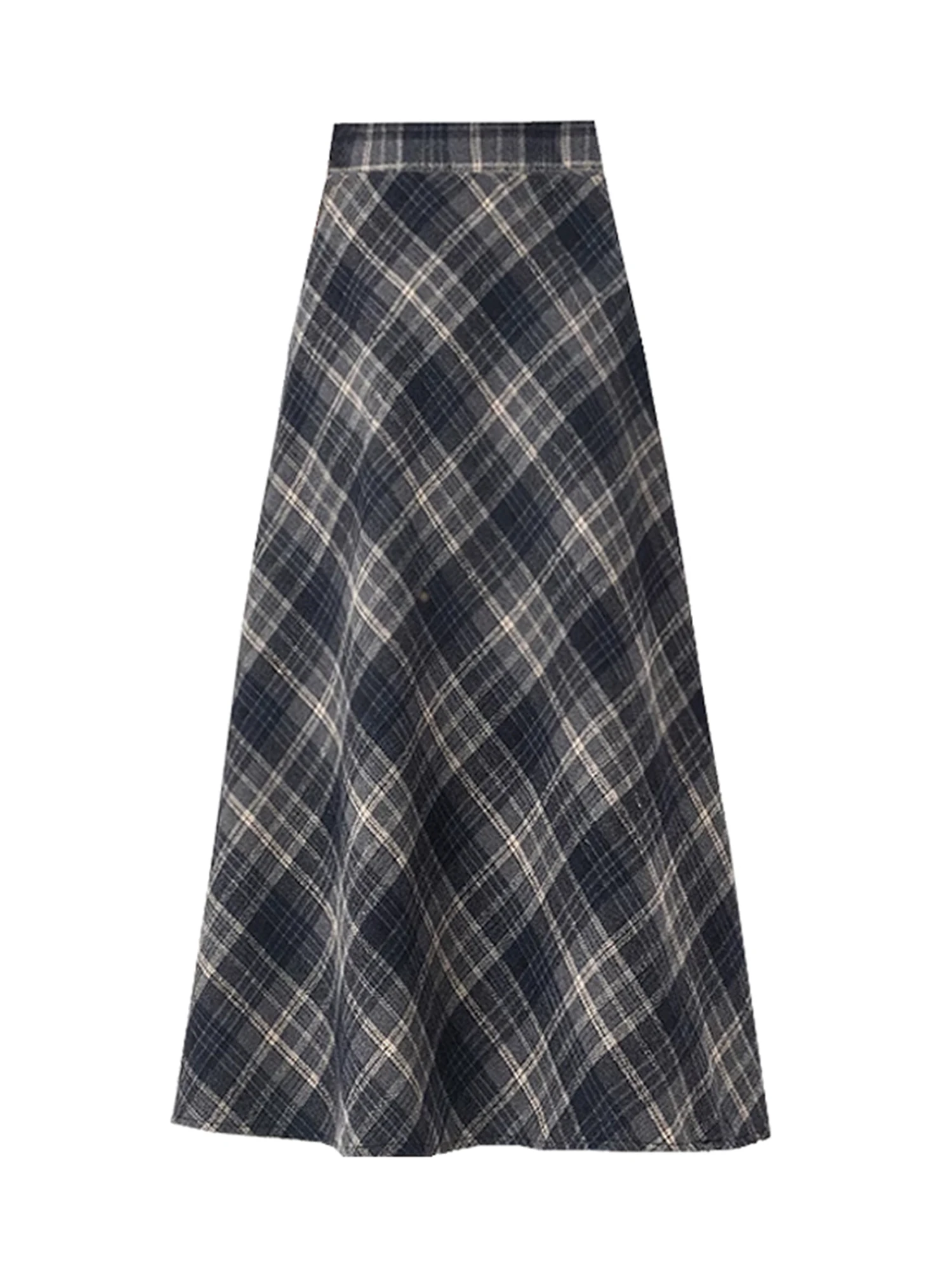 

Женская серая клетчатая юбка, винтажная эстетичная юбка средней длины с высокой талией, Harajuku Y2k, шерстяные юбки трапециевидной формы в консервативном стиле, одежда 2000-х годов