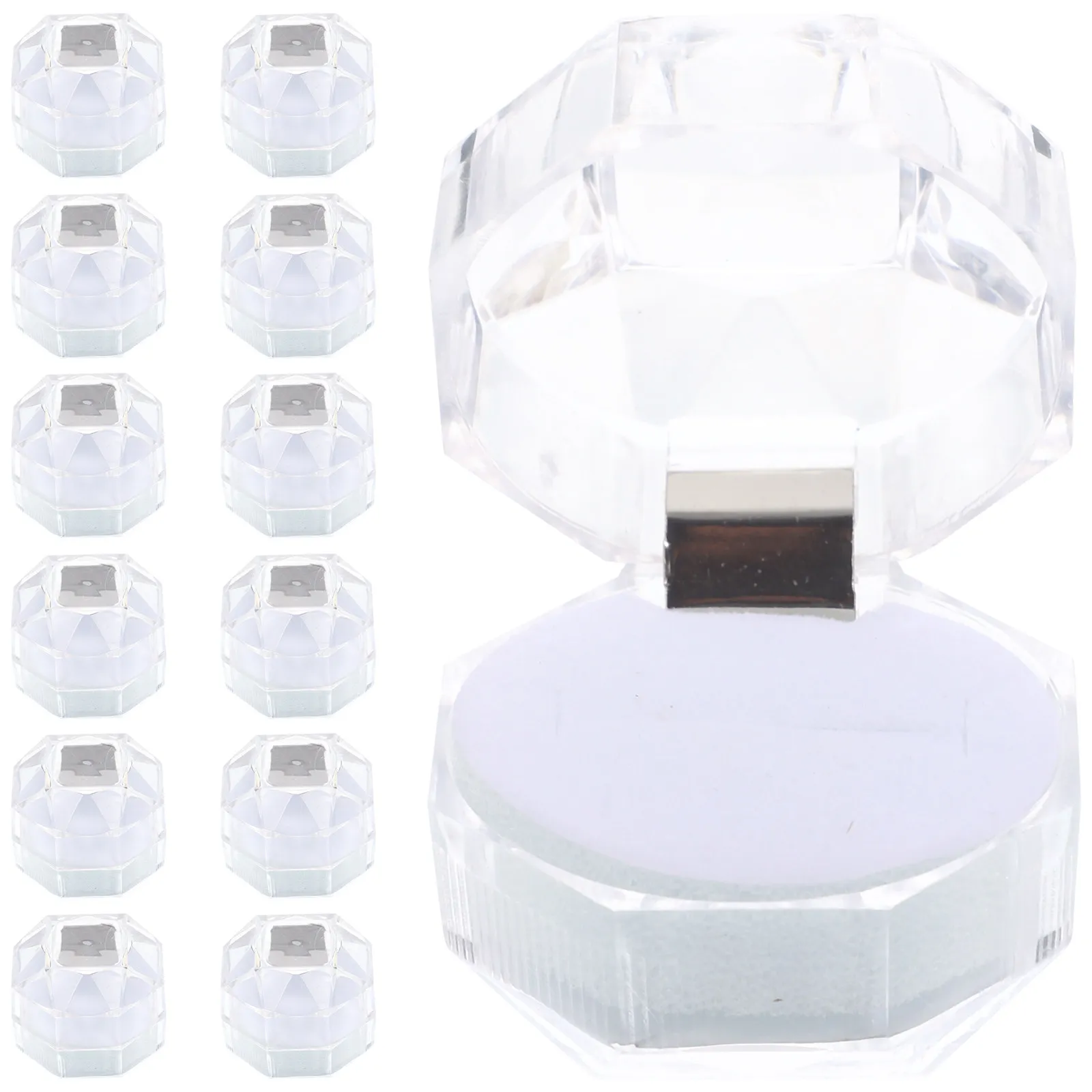 

20Pcs Ring Boxes Clear Elegant Ring Storage Case for Wedding Engagement Proposal Jewelry Organizer Collection Wedding Supply
