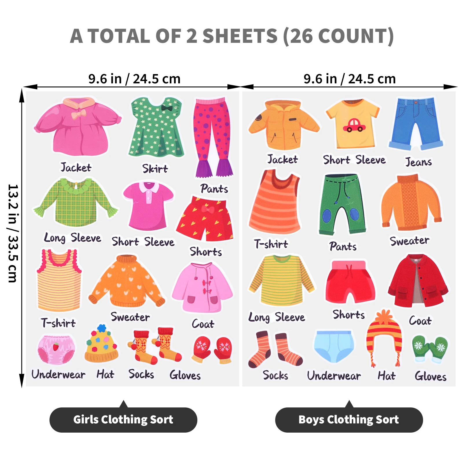 Clothing Classification Stickers Clothes Organization Household Sort Dresser Kids Decals Removable Labels for Applique