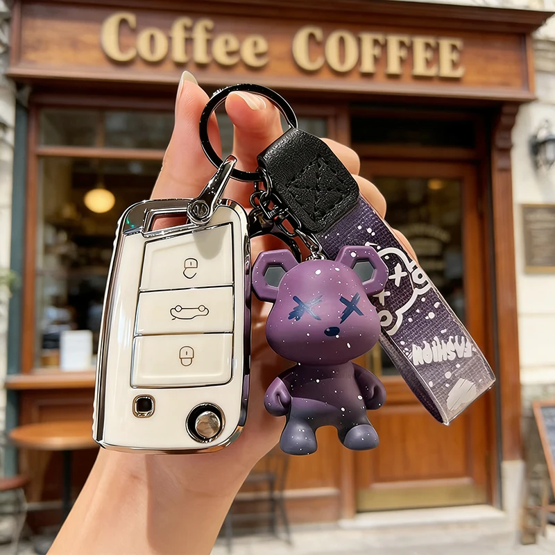 

3 Buttons Car Key Case Cover Fob For VW Volkswagen Tiguan MK2 Golf 7 MK7 For SEAT Ateca Leon FR 2 Ibiza For Skoda Octavia A7