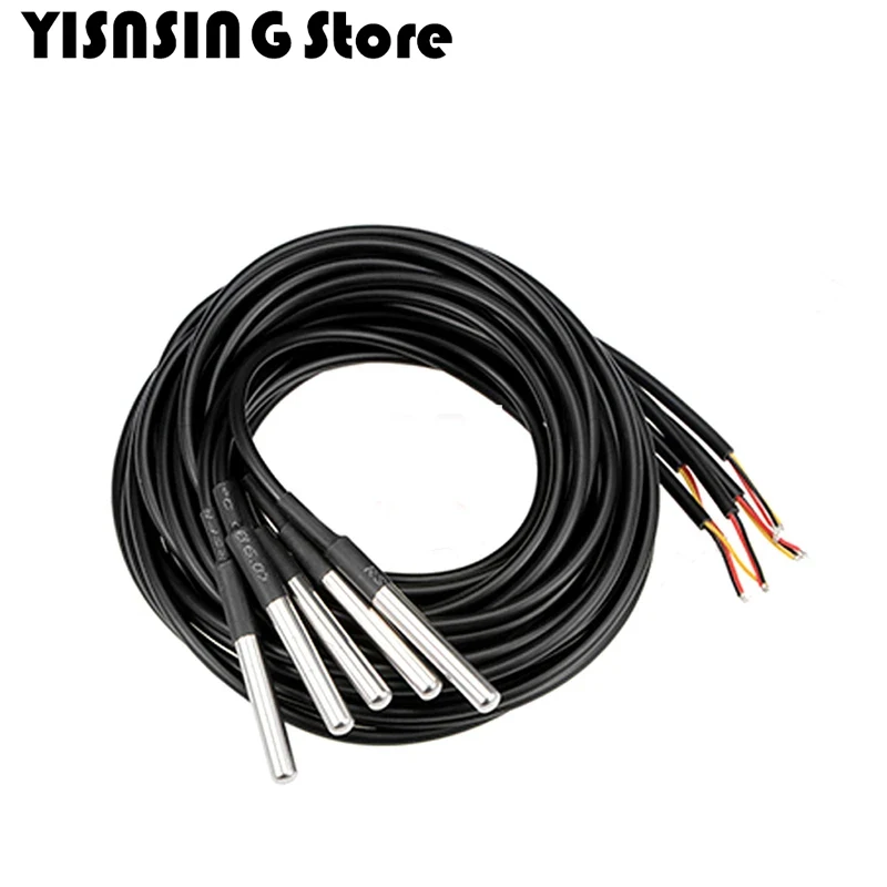 10PCS Waterproof 18B20 Temperature Sample DS18B20 Temperature Sensor Stainless Steel Package 1Meter/2 Meters/3Meters Wire