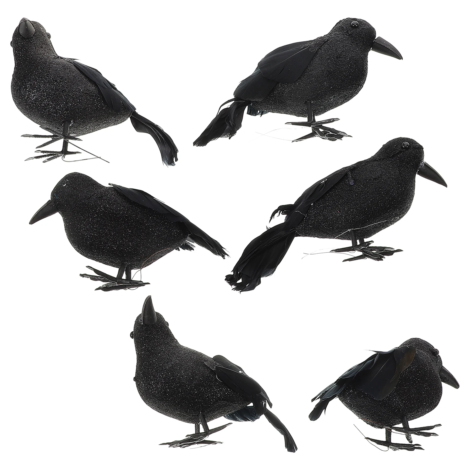 

6Pcs Halloween Crow Decorations Realistic Feathered Black Birds for Spooky Party Supplies Haunted House Decor Crow Decor