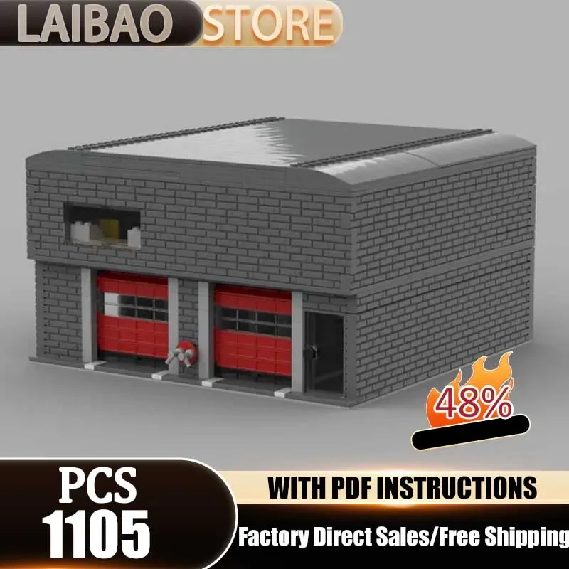 Fire Fighting Moc Building Blocks Fire Station City Street View Technical Bricks DIY Assembly Construction Toys For Holiday Gift
