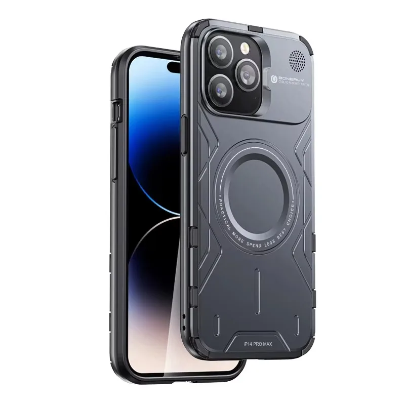 

Boneruy M2 Shockproof Luxury Aluminum Alloy Silver Grey Mobile Phone Case for iPhone 12 13 14 15 Pro Max