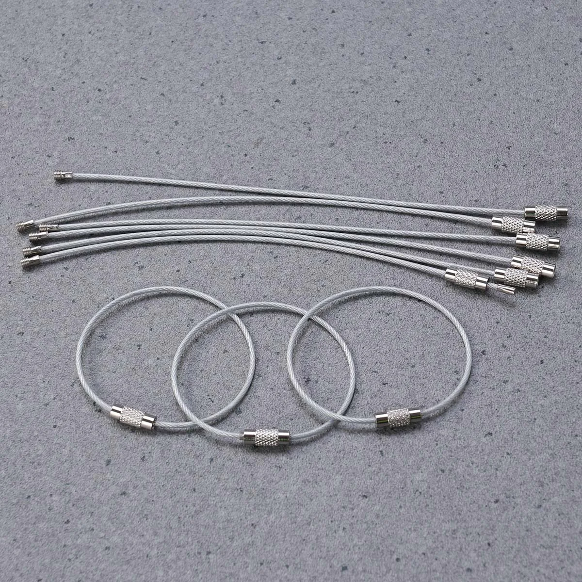 

10 Pcs Luggage Tags Loops Wire Keychains Cable Ring Keepers Labels The Stainless Steel