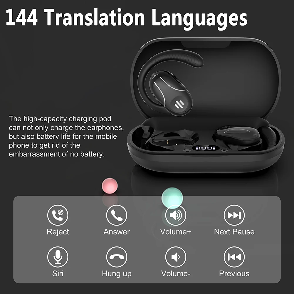 OWS Languages Translation Earbuds Noise Cancelling Bluetooth Real-time Translation Headphones Support 144 languages Translator