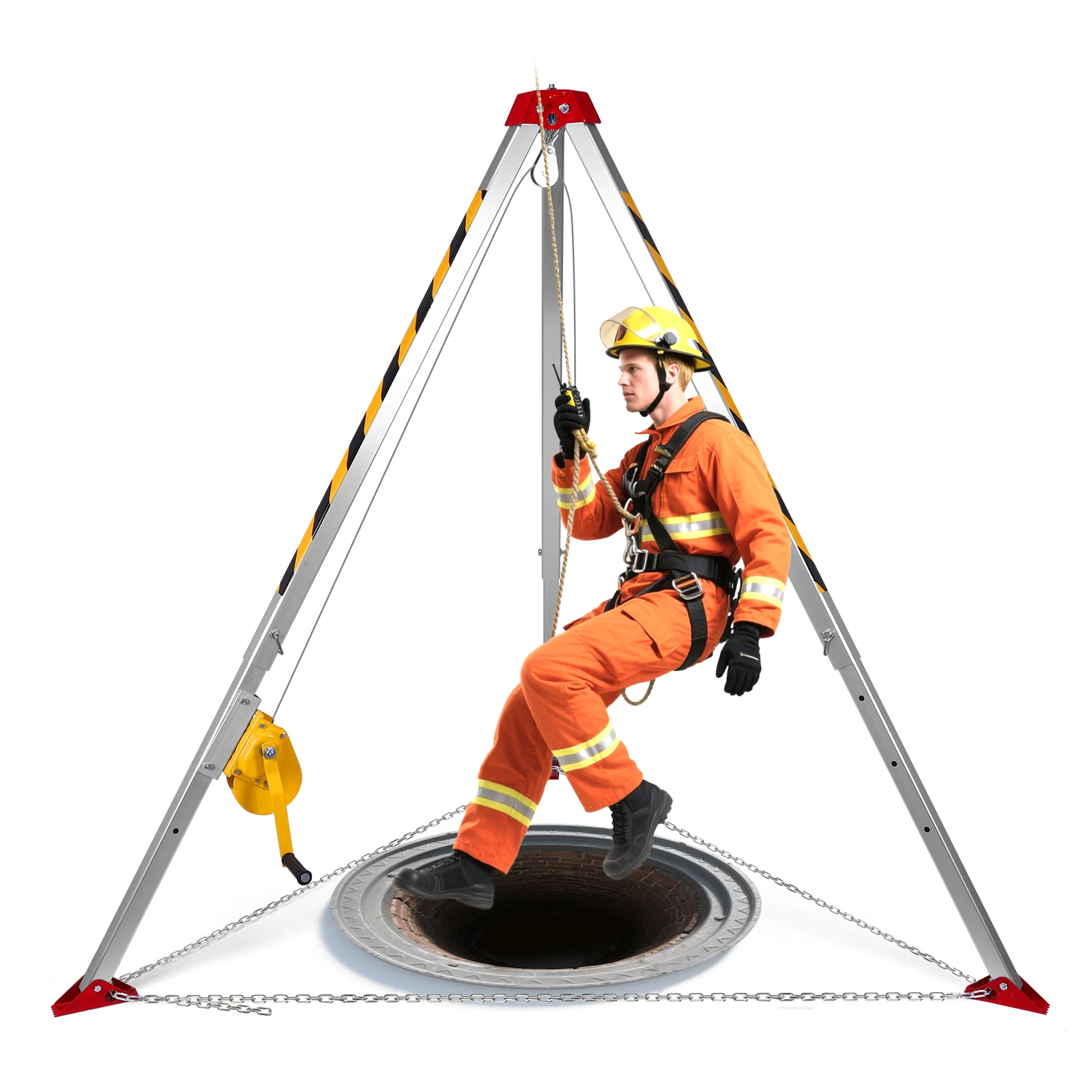 Heavy-Duty Confined Space Tripod Kit Self-Locking Rescue Tripod Safety Tripod for Confined Spaces Emergency Rescue Equipment