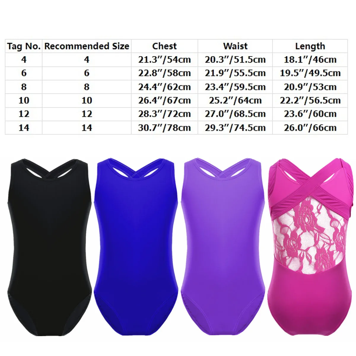 Kids Practice Dancewear Floral Lace Back Stretchy Sports Bodysuit Girls Ballet Gymnastics Leotard Competition Dance Costume