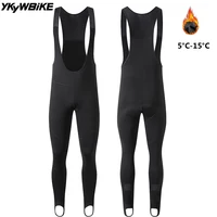 YKYWBIKE, mallas y pantalones de ciclismo para hombre, babero térmico de lana, pantalones con pechera para bicicleta, medias largas con pechera para bicicleta de carretera 5-15 ° C Ropa de equitación cálida