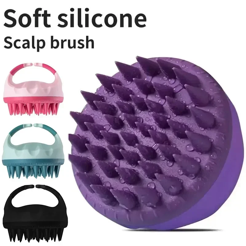 Scalp Brush Massager Sculp Scrubber Brush Wheat Straw Biodegradable Silicone Shampoo Brush Hair Scalp Massager For Hair Growth