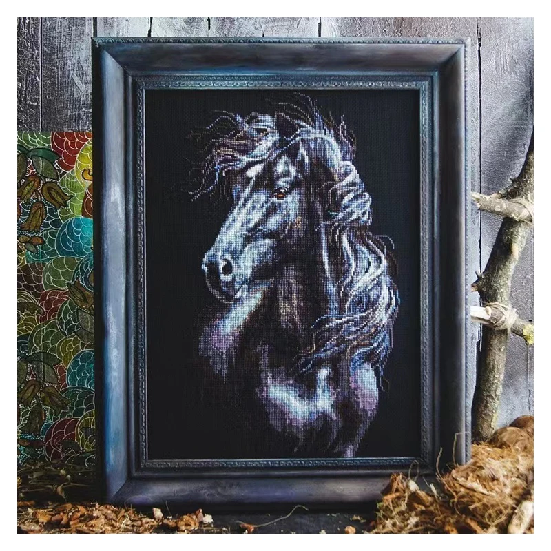 Top Quality Popular Counted Cross Stitch Kits Wind In Manes Strong Horse Animal Diy Embroidery Needlework Riolis 1494