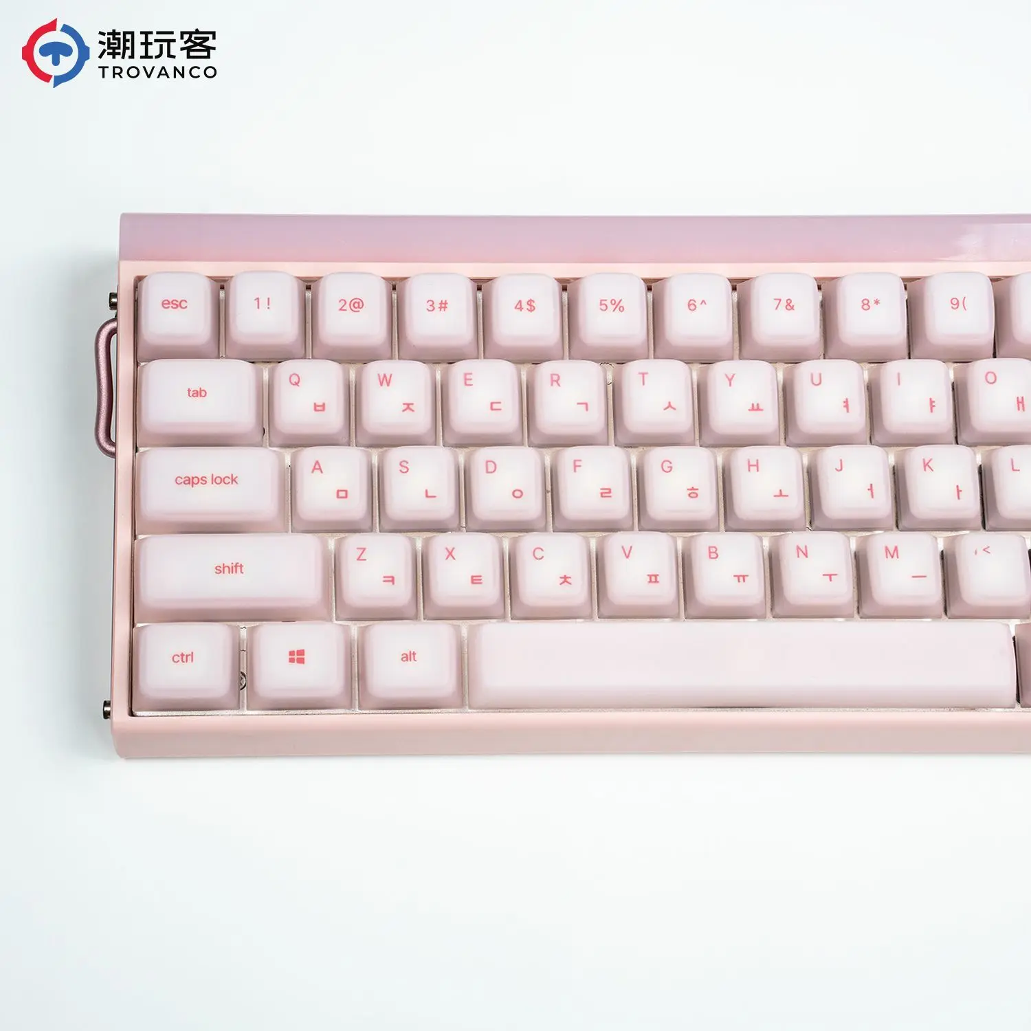 110 + Keys Korean Silicone Keycap White Pink Silicone PC Girl Cute High-value Bilingual Engraved Keycap for Mechanical Keyboard