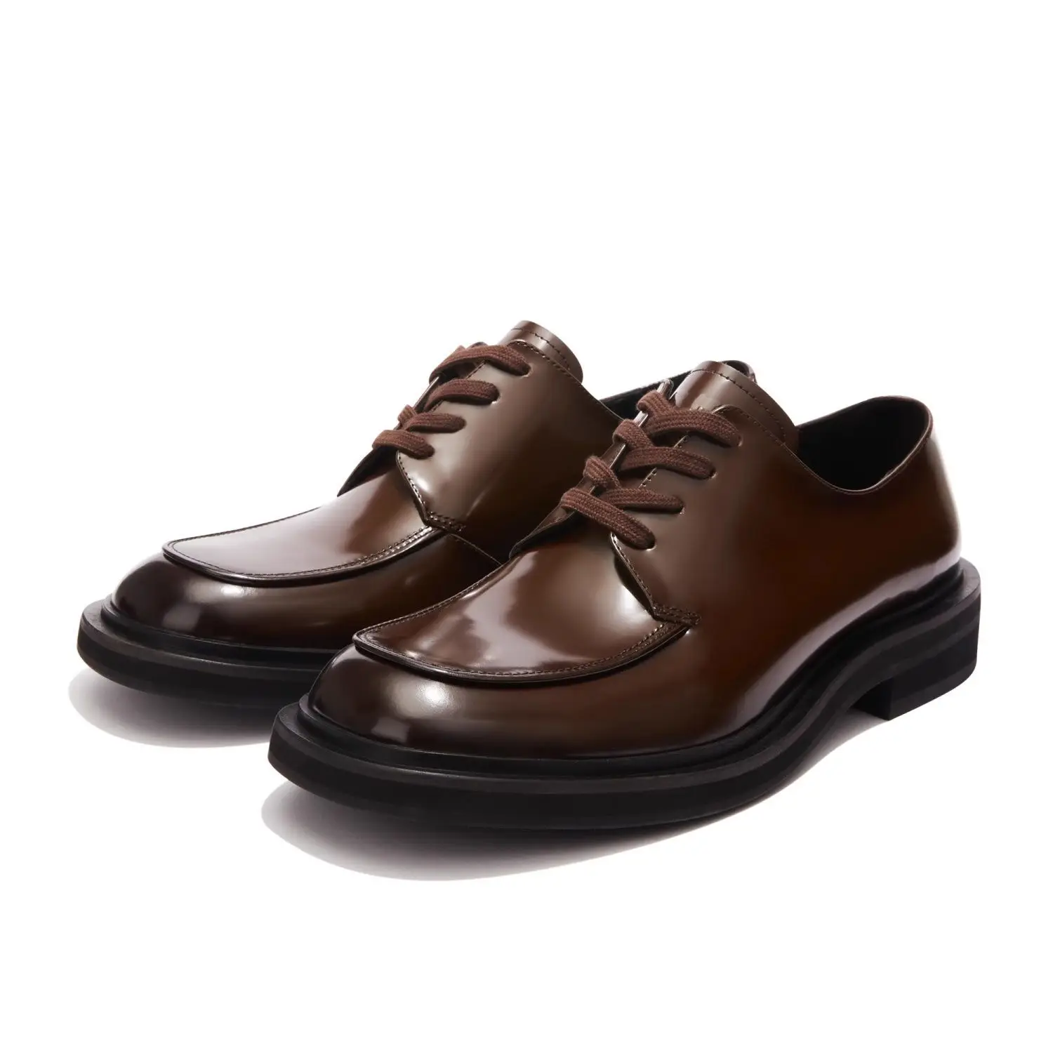 

2025 Casual Square Toe Business Leather Men Trendy Niche Commuter Thick Sole Height Increasing British Style Groom Derby Shoes