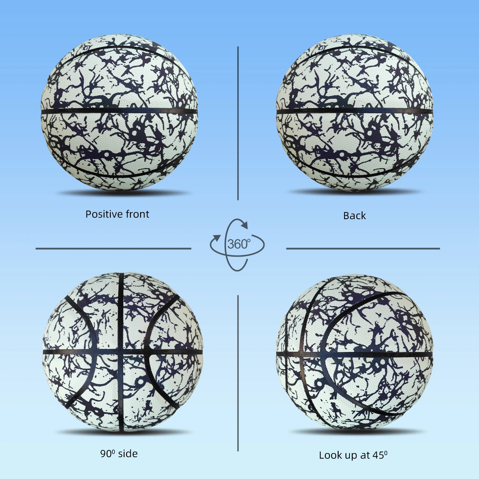 야광 반사 야간용 표준 사이즈 5 6 7 - 로고 없는 야광 농구 생일 선물 실내외 게임 훈련용 공 (청소년 및 성인용)