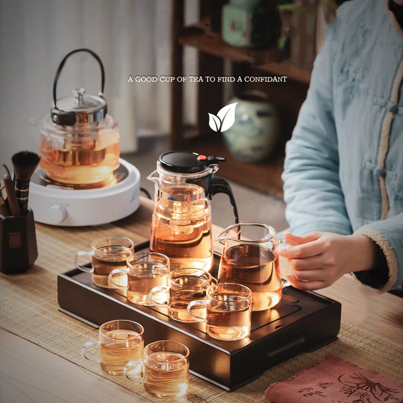 GIANXI Dual Purpose Tea Tray Exquisite Hollow Decorate Drain Tea Board Pure Color Chinese Style Bamboo Tea Tray Tea Holder