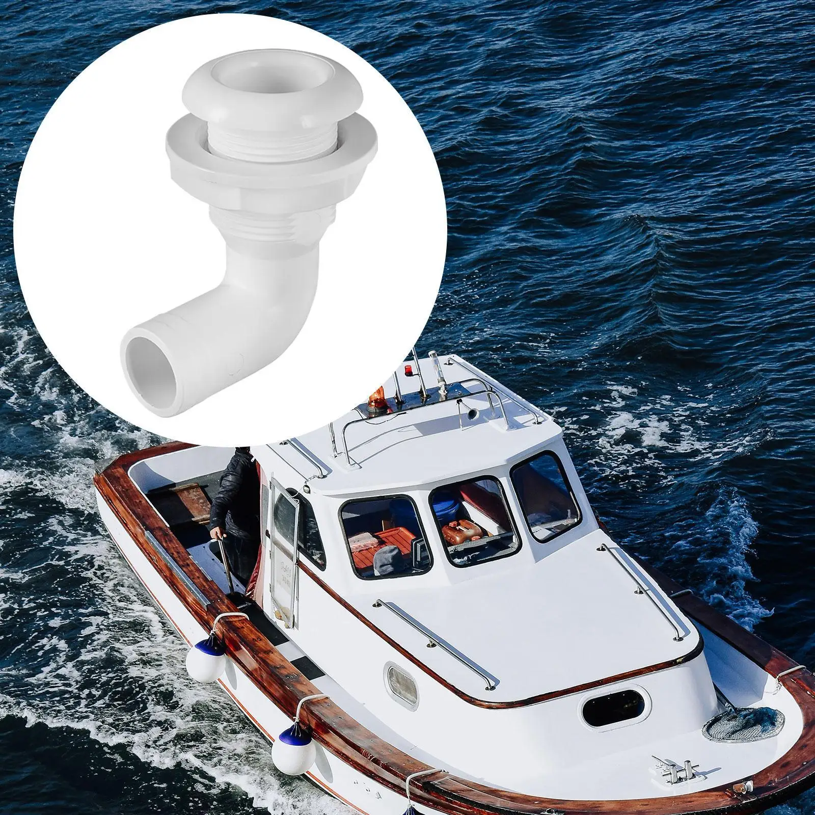 Boat Sewage Drainage Outlet Leakproof ABS Thru Hull Elbow Connector for Yacht Bilge Pump Plumbing Accessories