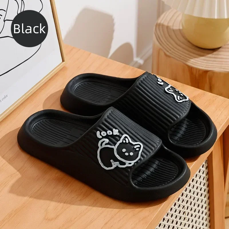 

Simple Black Slippers for Bathroom, Platform Non-Slip Home Bear Flip Flops Beach Women Slipper Slides Indoor Outdoor 2025 NEW