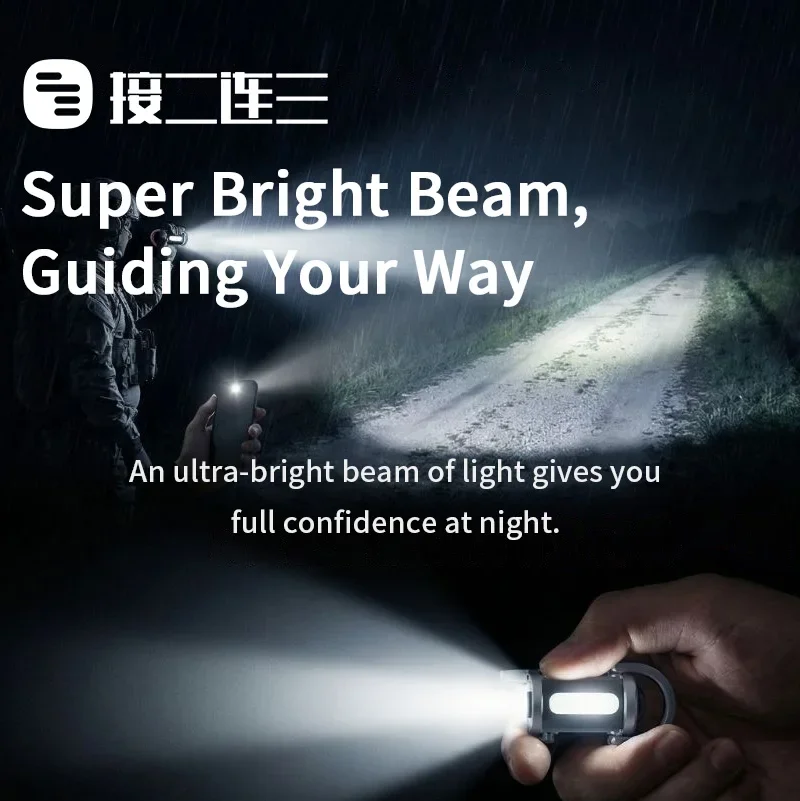 Outdoor Mini Flashlight Portable 1800lm Flashlights 1000mAh Type-C Flashlight for Long Standby Life Waterproof