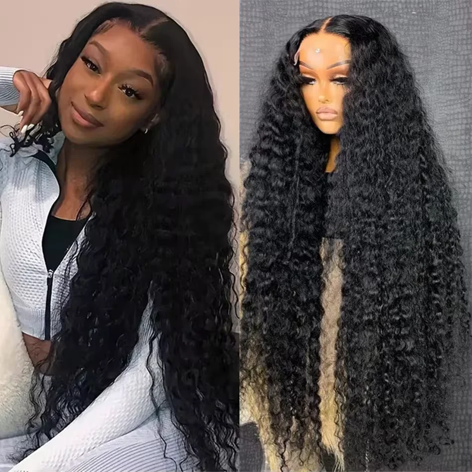 40 42 Inch Deep Wave Frontal Wig 13x4 13x6 HD Transparent Lace Front 250% Density Jerry Kinky Curly Pre Plucked Human Hair Wigs