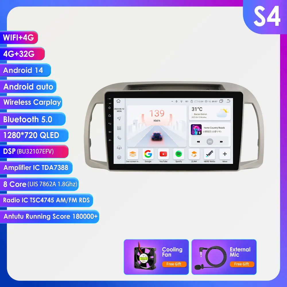 Hizpo Android 14 Carplay Head Unit voor Nissan March Micra K12 2002 - 2010 Autoradio Smart Car Multimedia Speler GPS Navigatie 4G Touchscreen