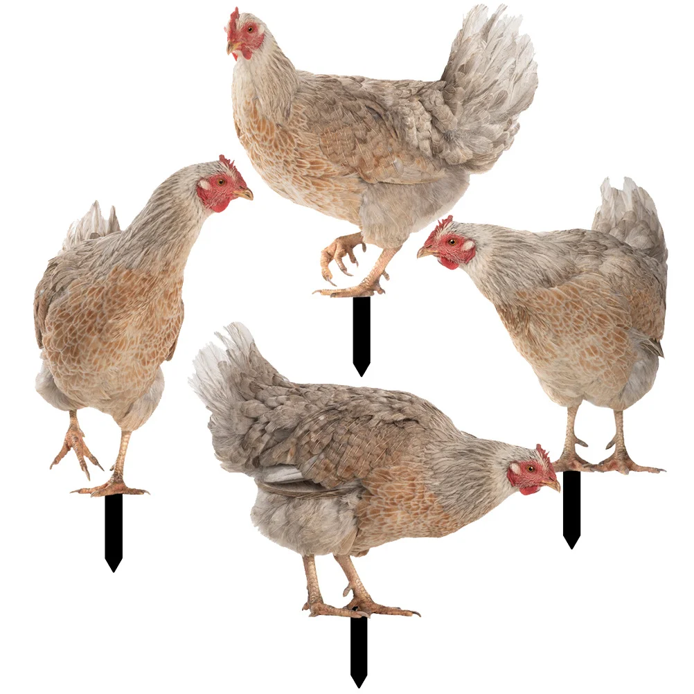 

4pcs Acrylic Chicken Stake Art Hen Yard Decoration Yard Decoration Insert For Outdoor Lawn Garden Decor Stake Ornament